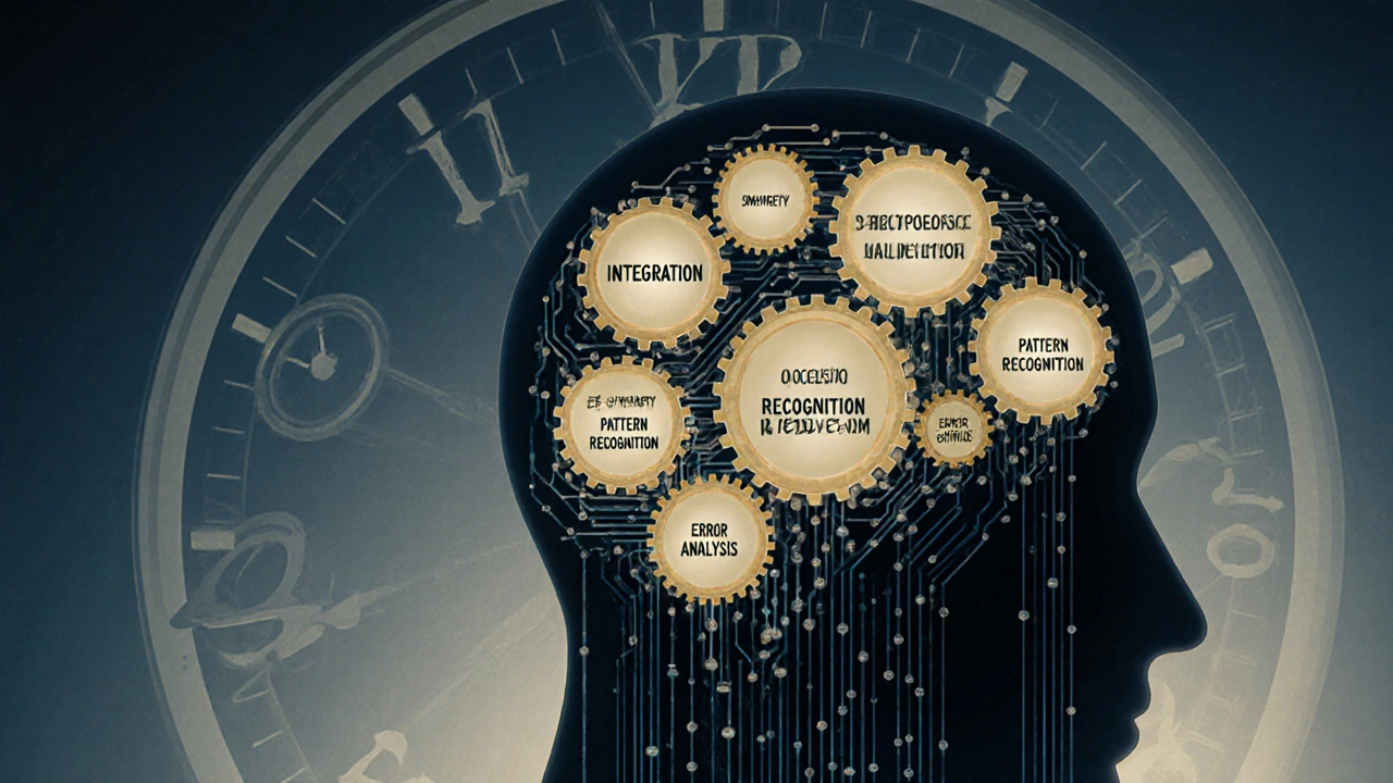 A symbolic brain made of interconnected gears representing problem-solving skills in JEE Mains preparation.
